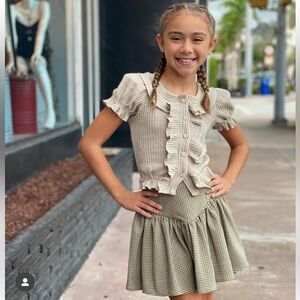 If So Beige Ribbed Short Sleeve Cardigan Sweater